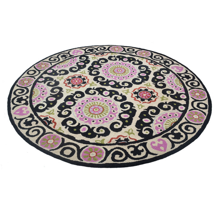 Hand Tufted Wool Area Rug Beige Oriental Multicolor K00208