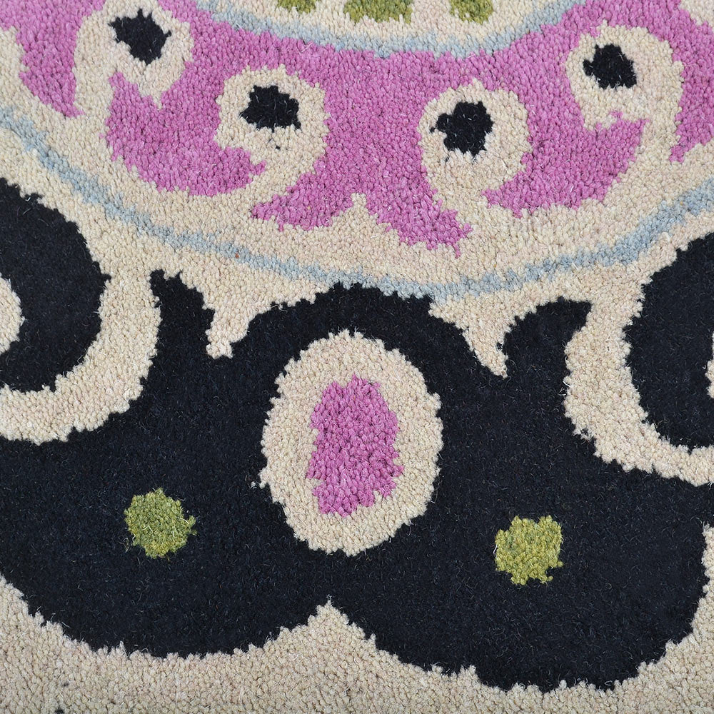 Hand Tufted Wool Area Rug Beige Oriental Multicolor K00208