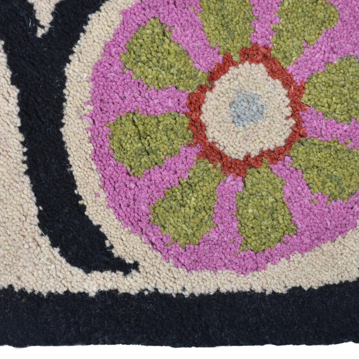 Hand Tufted Wool Area Rug Beige Oriental Multicolor K00208