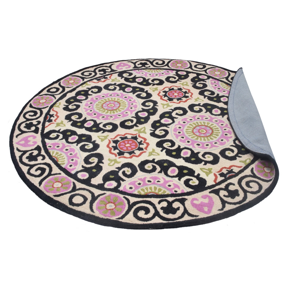 Hand Tufted Wool Area Rug Beige Oriental Multicolor K00208