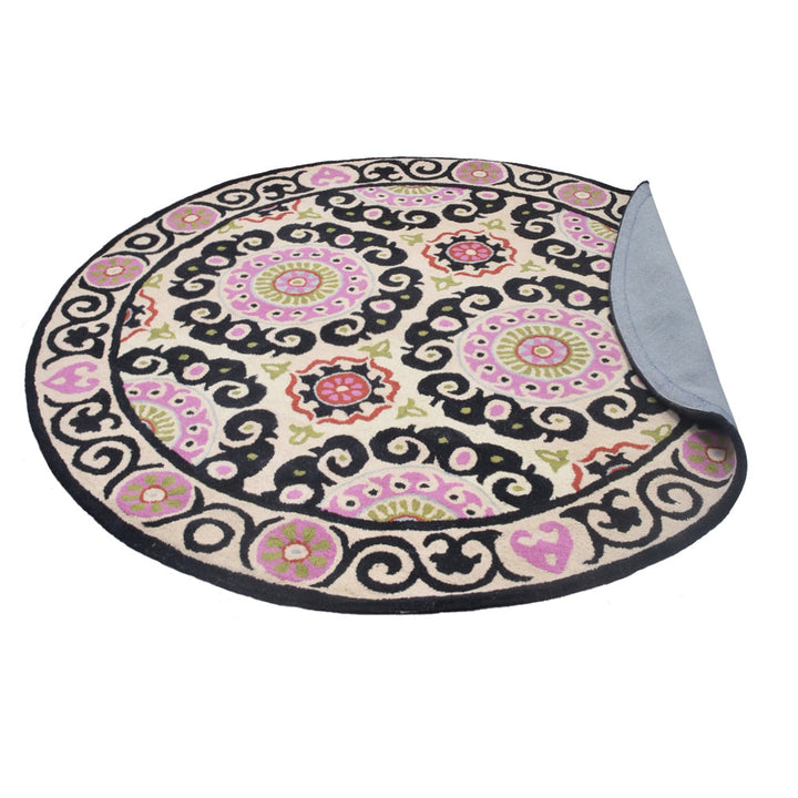 Hand Tufted Wool Area Rug Beige Oriental Multicolor K00208