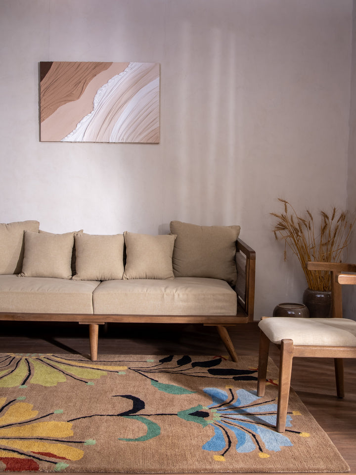 Hand Tufted Camel Wool Floral Rug