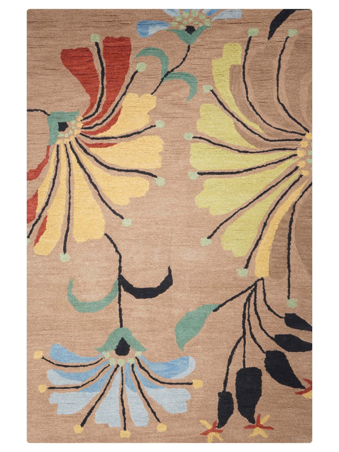 Hand Tufted Camel Wool Floral Rug