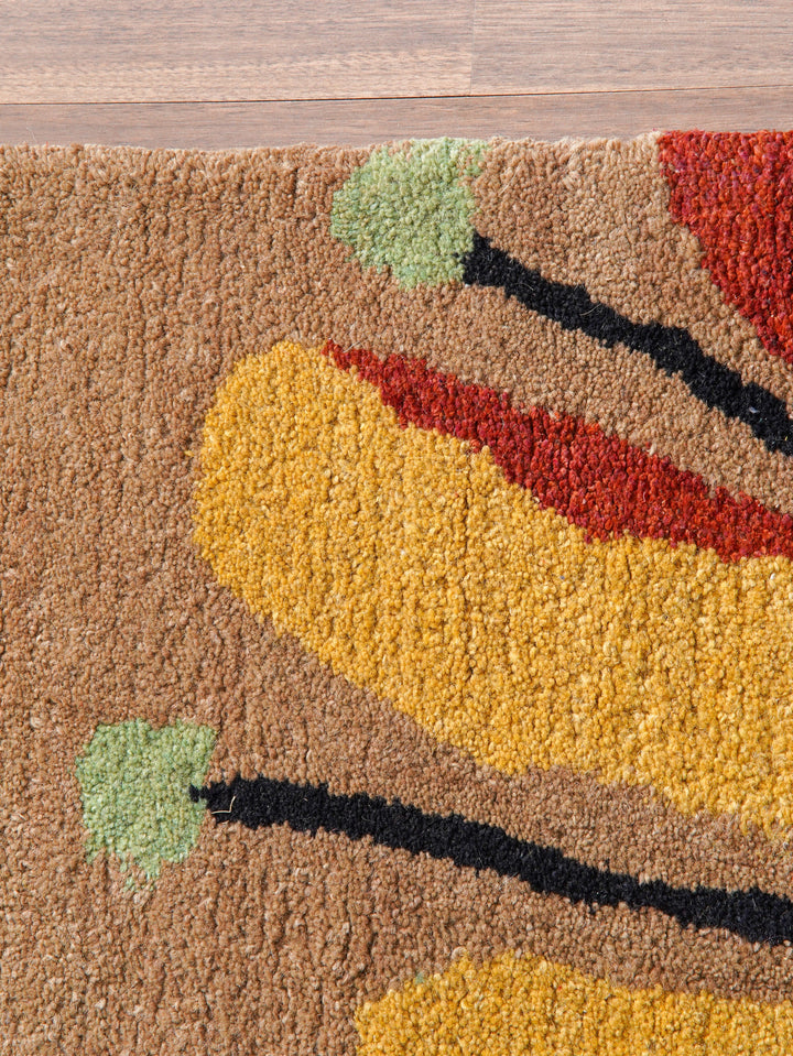 Hand Tufted Camel Wool Floral Rug