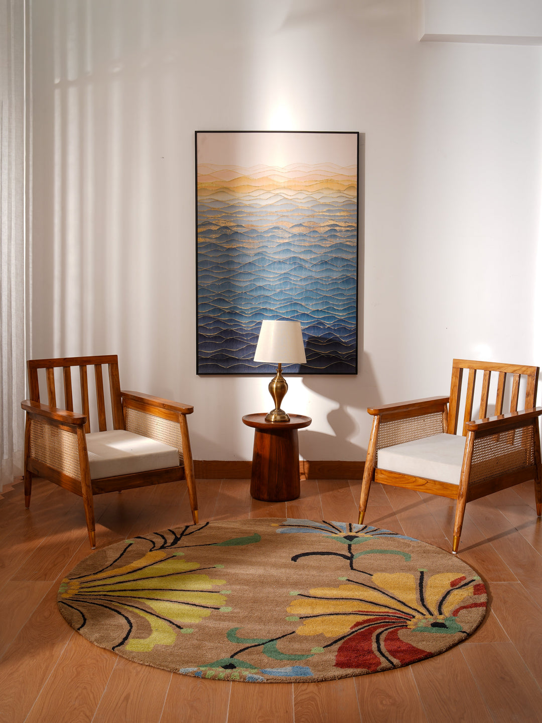 Hand Tufted Camel Wool Floral Rug
