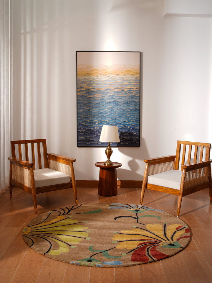 Hand Tufted Camel Wool Floral Rug