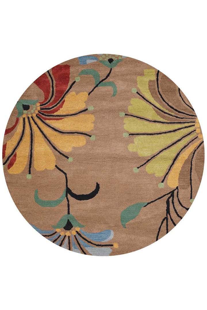 Hand Tufted Camel Wool Floral Rug