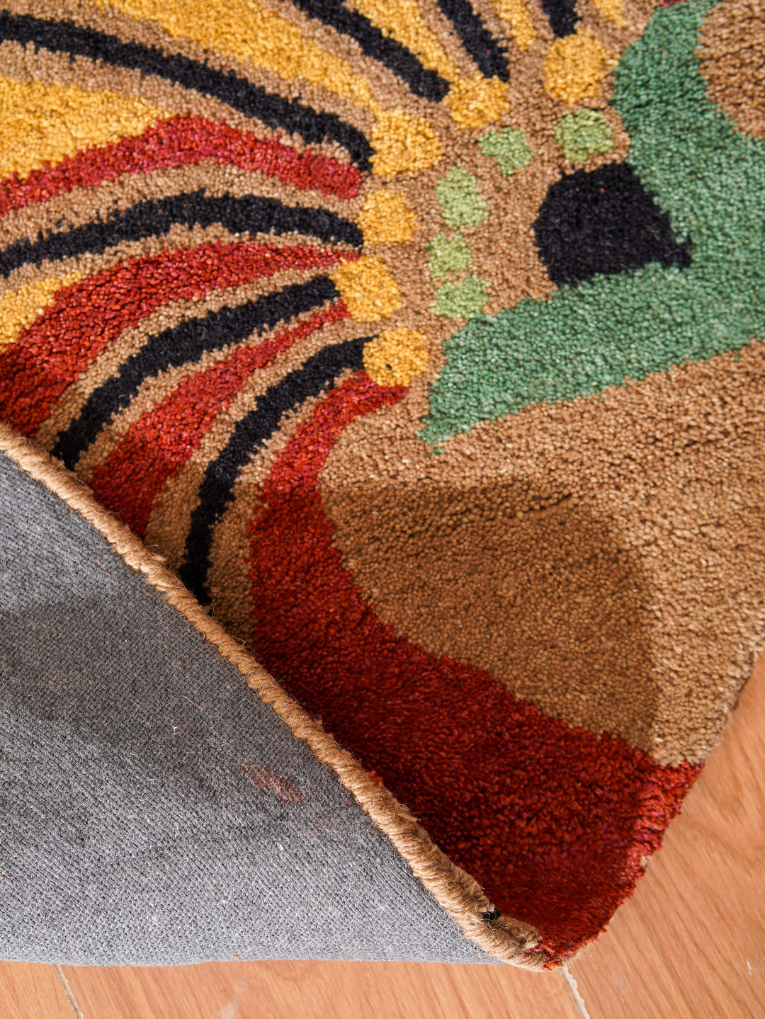 Hand Tufted Camel Wool Floral Rug
