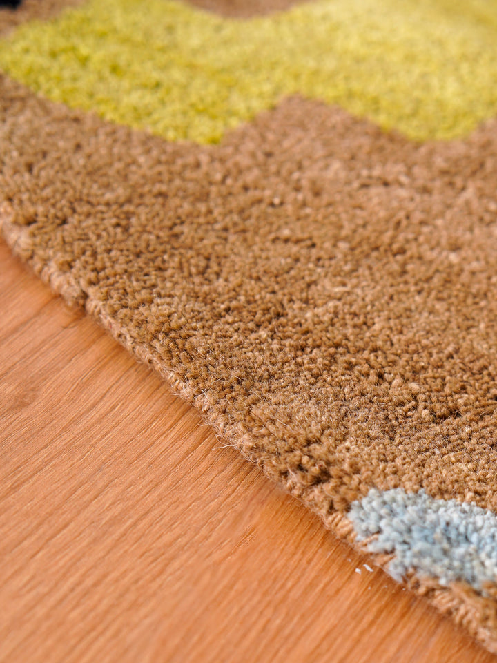 Hand Tufted Camel Wool Floral Rug
