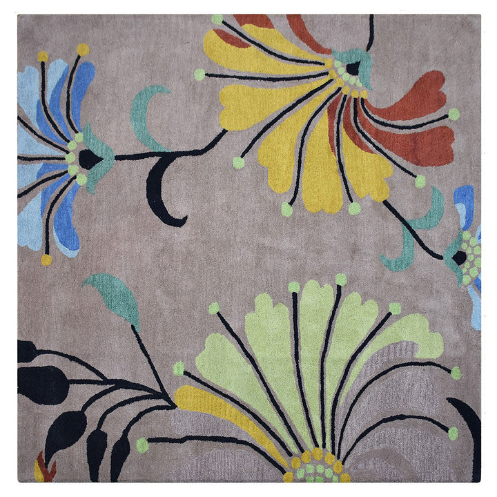 Hand Tufted Camel Wool Floral Rug