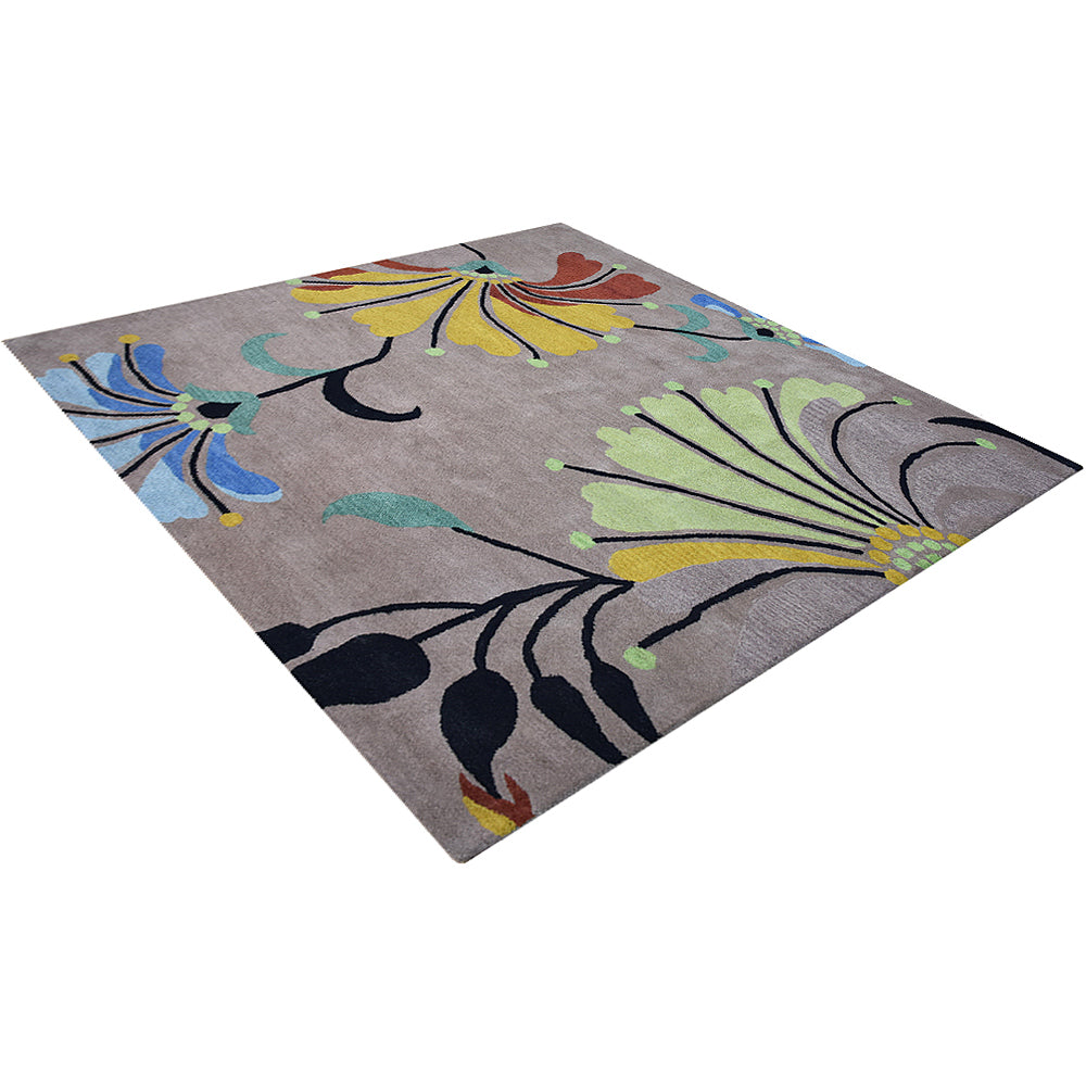 Hand Tufted Camel Wool Floral Rug