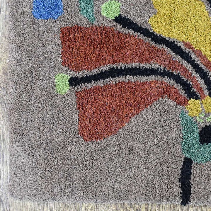 Hand Tufted Camel Wool Floral Rug