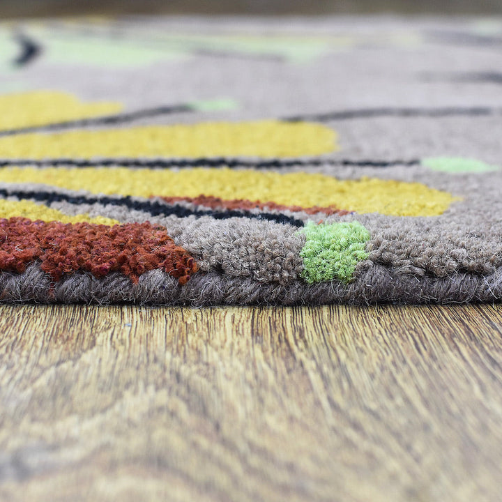 Hand Tufted Camel Wool Floral Rug