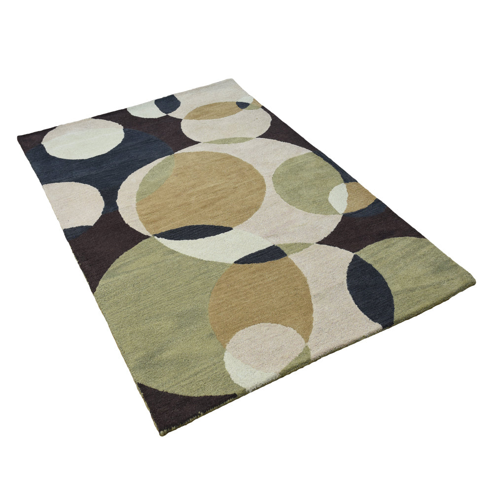 Hand Tufted Wool Area Rug Geometric Multicolor K00226