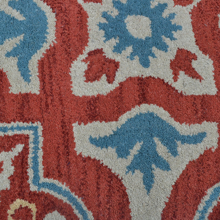Hand Tufted Wool Area Rug Floral Red Beige K00230