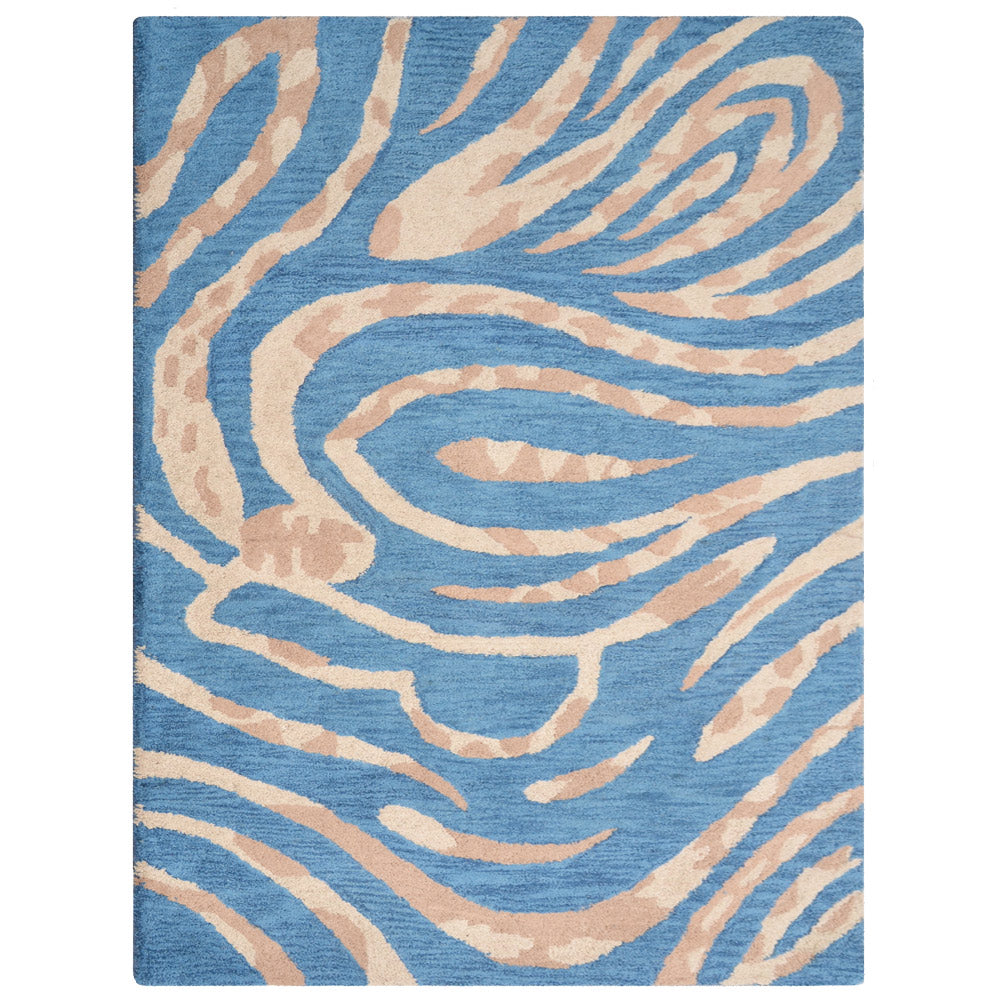 Hand Tufted Wool Area Rug Contemporary Blue K00264