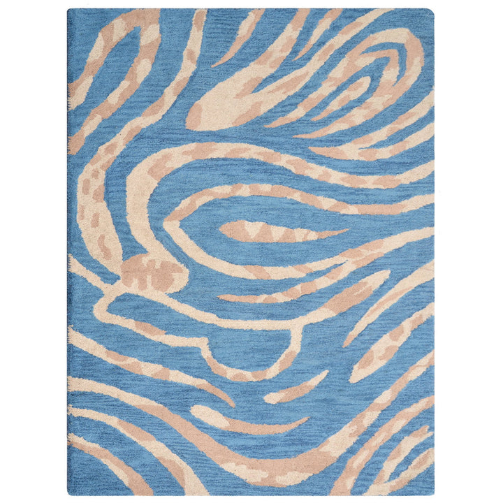 Hand Tufted Wool Area Rug Contemporary Blue K00264