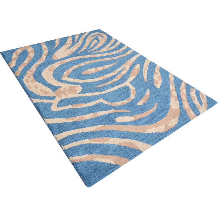 Hand Tufted Wool Area Rug Contemporary Blue K00264