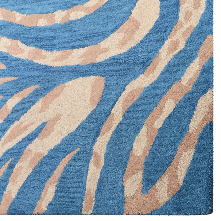 Hand Tufted Wool Area Rug Contemporary Blue K00264