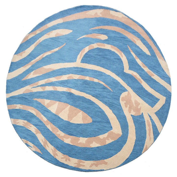 Hand Tufted Wool Area Rug Contemporary Blue K00264