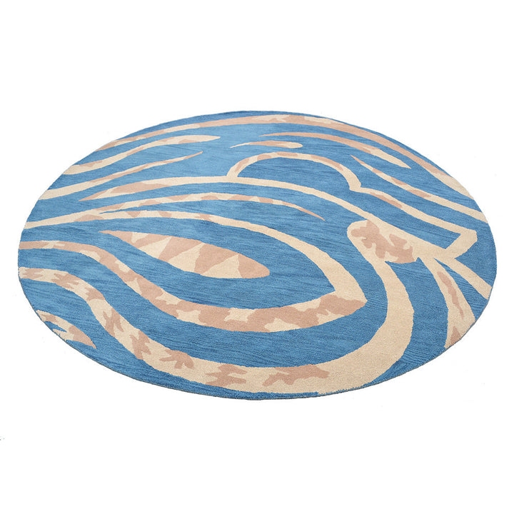 Hand Tufted Wool Area Rug Contemporary Blue K00264