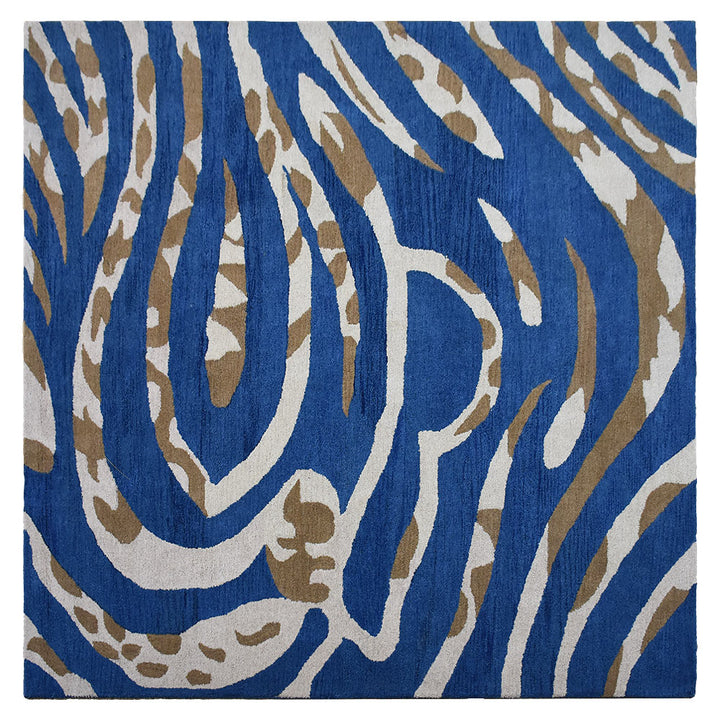 Hand Tufted Wool Area Rug Contemporary Blue K00264