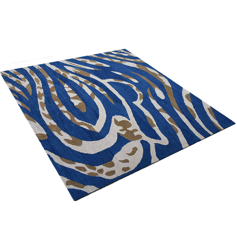 Hand Tufted Wool Area Rug Contemporary Blue K00264