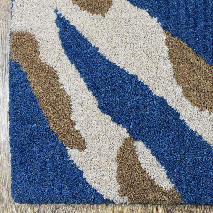 Hand Tufted Wool Area Rug Contemporary Blue K00264