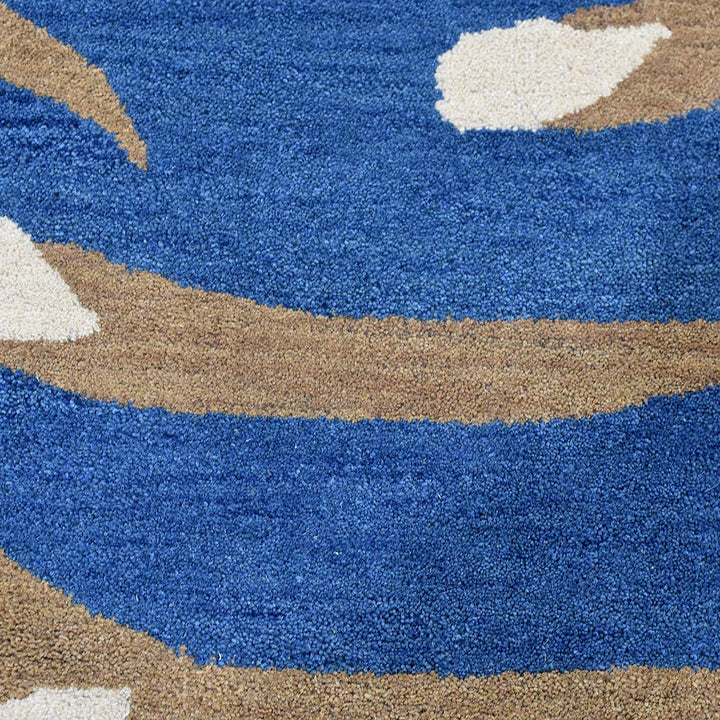 Hand Tufted Wool Area Rug Contemporary Blue K00264