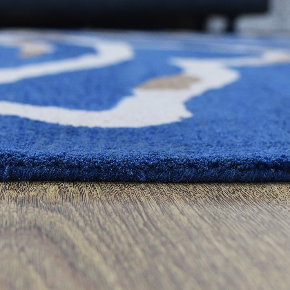 Hand Tufted Wool Area Rug Contemporary Blue K00264