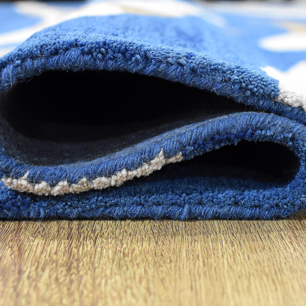 Hand Tufted Wool Area Rug Contemporary Blue K00264