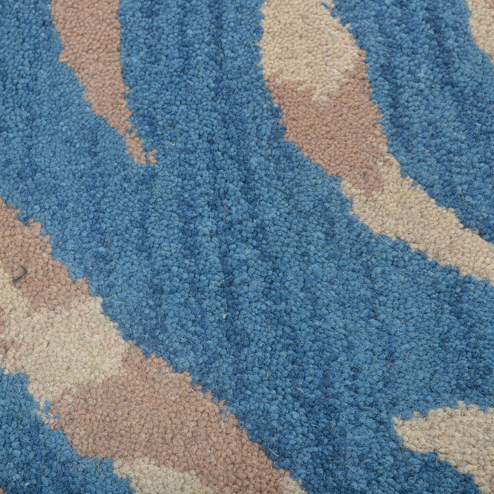 Hand Tufted Wool Area Rug Contemporary Blue K00264