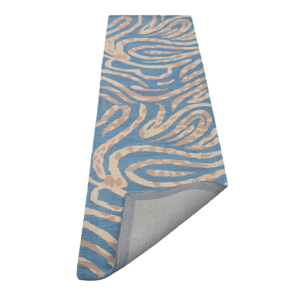 Hand Tufted Wool Area Rug Contemporary Blue K00264