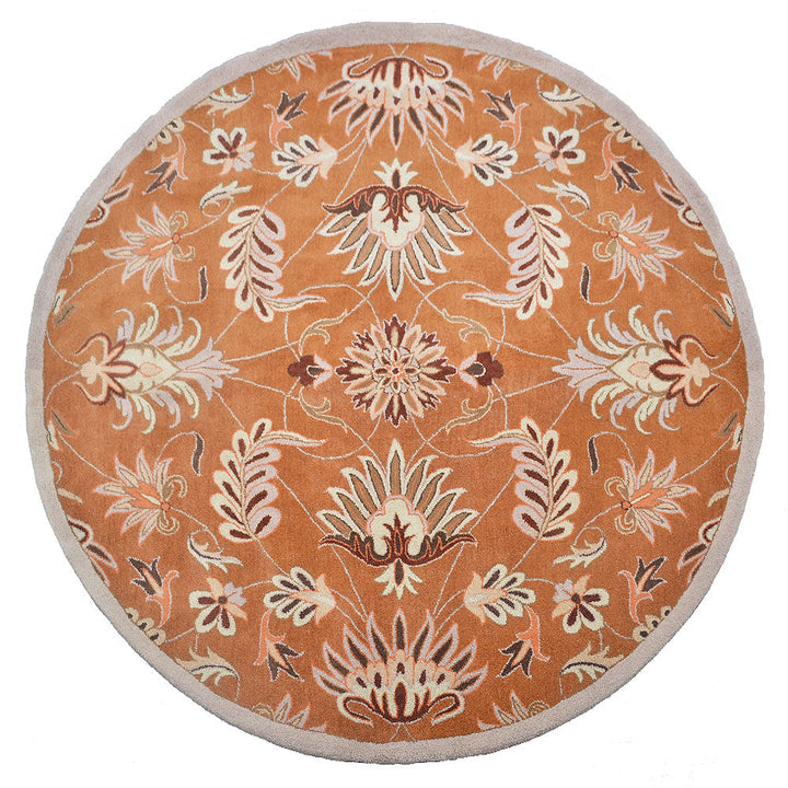 Hand Tufted Wool Area Rug Floral Orange K00268