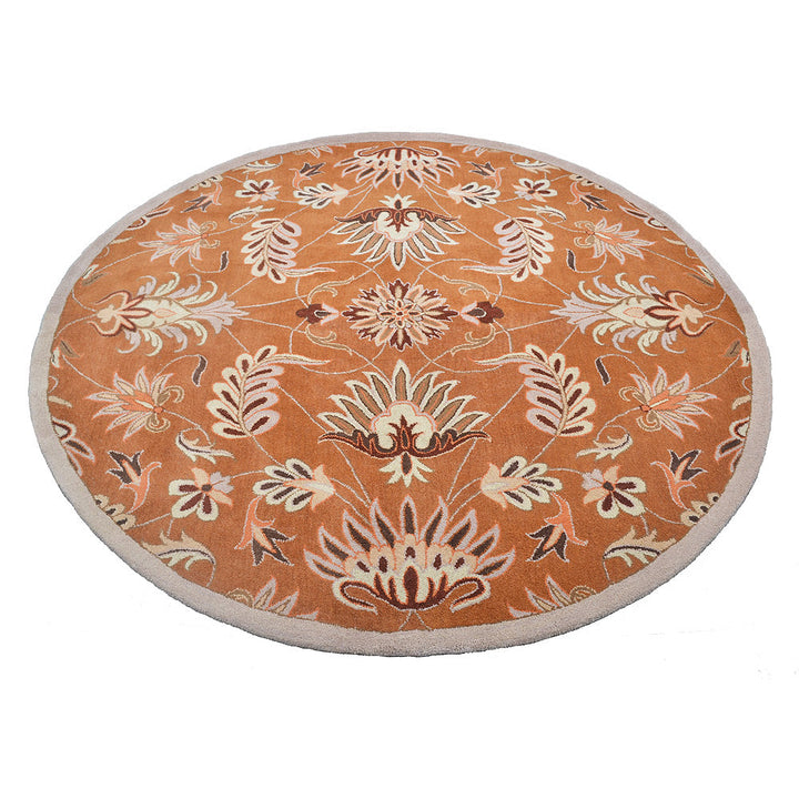 Hand Tufted Wool Area Rug Floral Orange K00268
