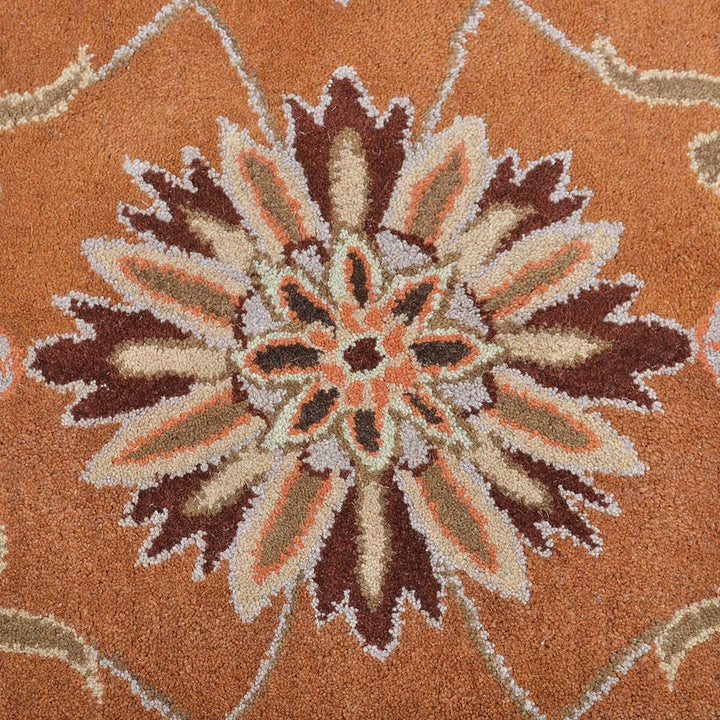 Hand Tufted Wool Area Rug Floral Orange K00268