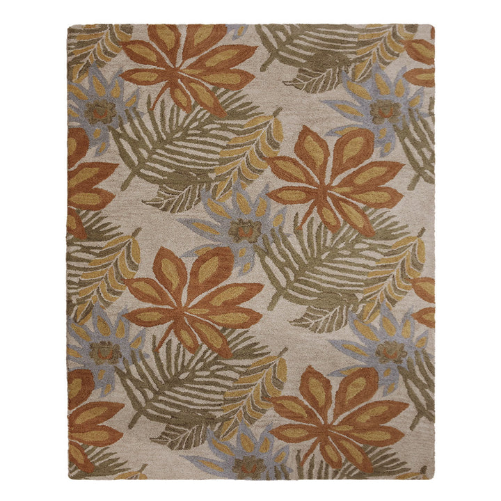 Hand Tufted Wool Area Rug Floral Cream K00300