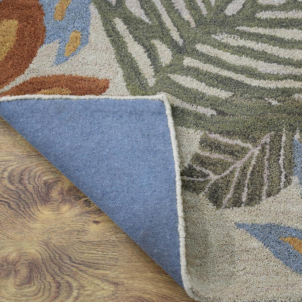 Hand Tufted Wool Area Rug Floral Cream K00300