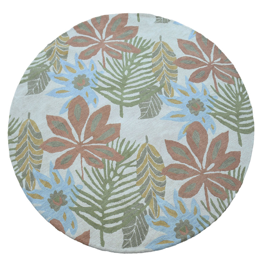 Hand Tufted Wool Area Rug Floral Cream K00300