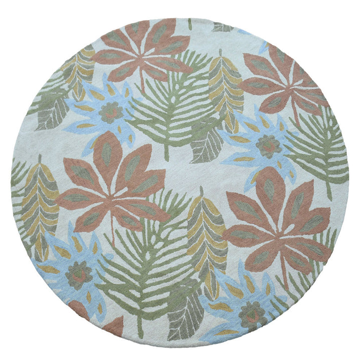 Hand Tufted Wool Area Rug Floral Cream K00300