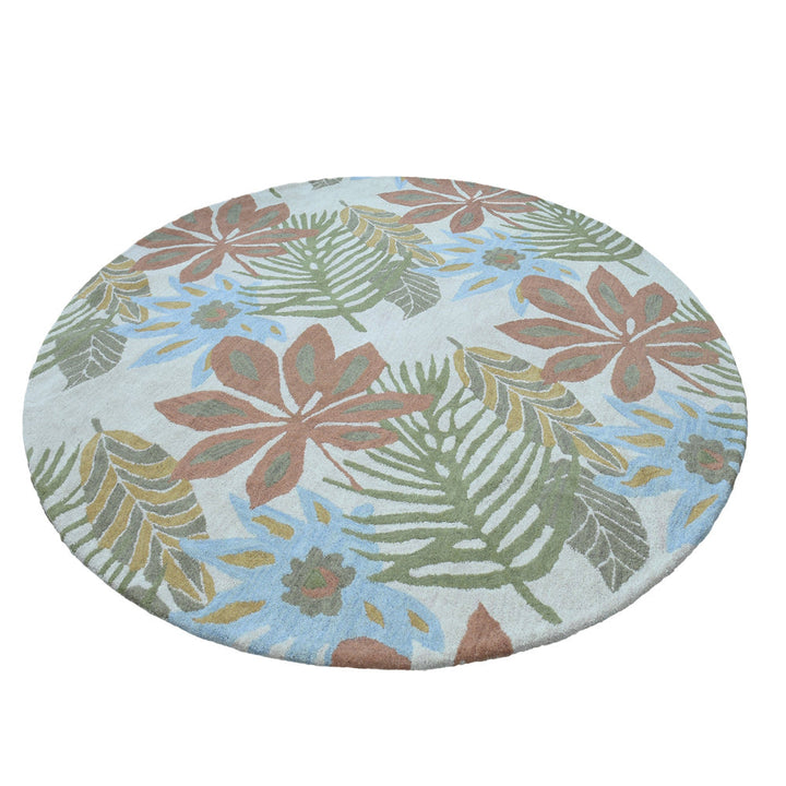 Hand Tufted Wool Area Rug Floral Cream K00300