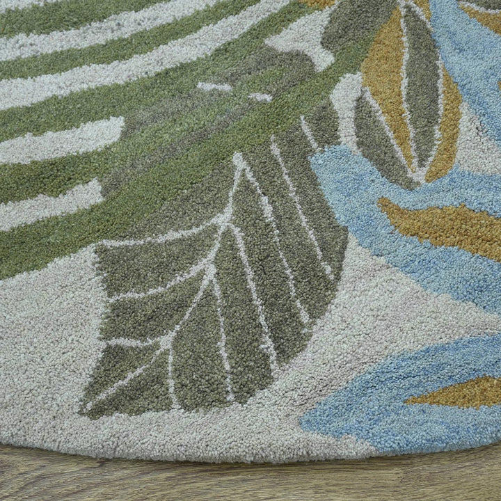 Hand Tufted Wool Area Rug Floral Cream K00300