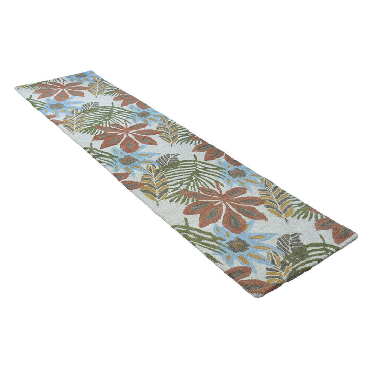 Hand Tufted Wool Area Rug Floral Cream K00300
