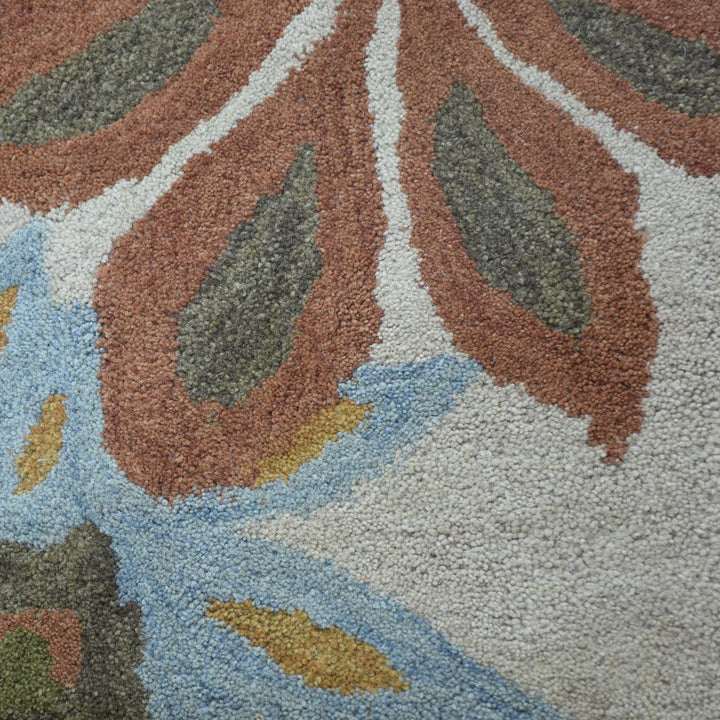Hand Tufted Wool Area Rug Floral Cream K00300
