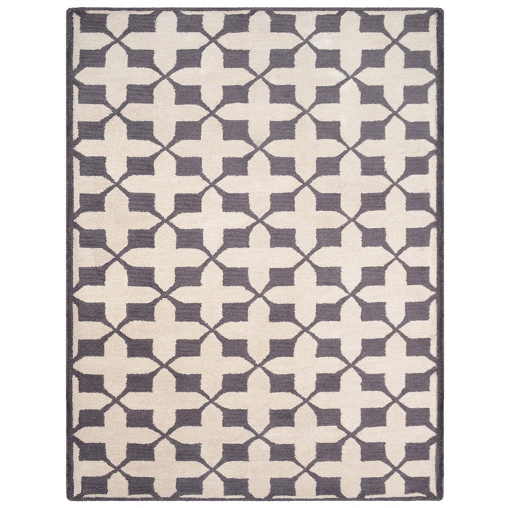 Hand Tufted Wool Area Rug Geometric Beige Black K00301
