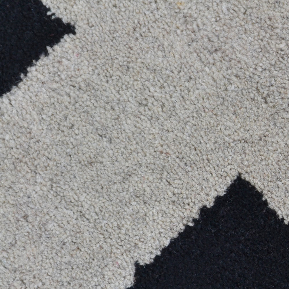 Hand Tufted Wool Area Rug Geometric Beige Black K00301