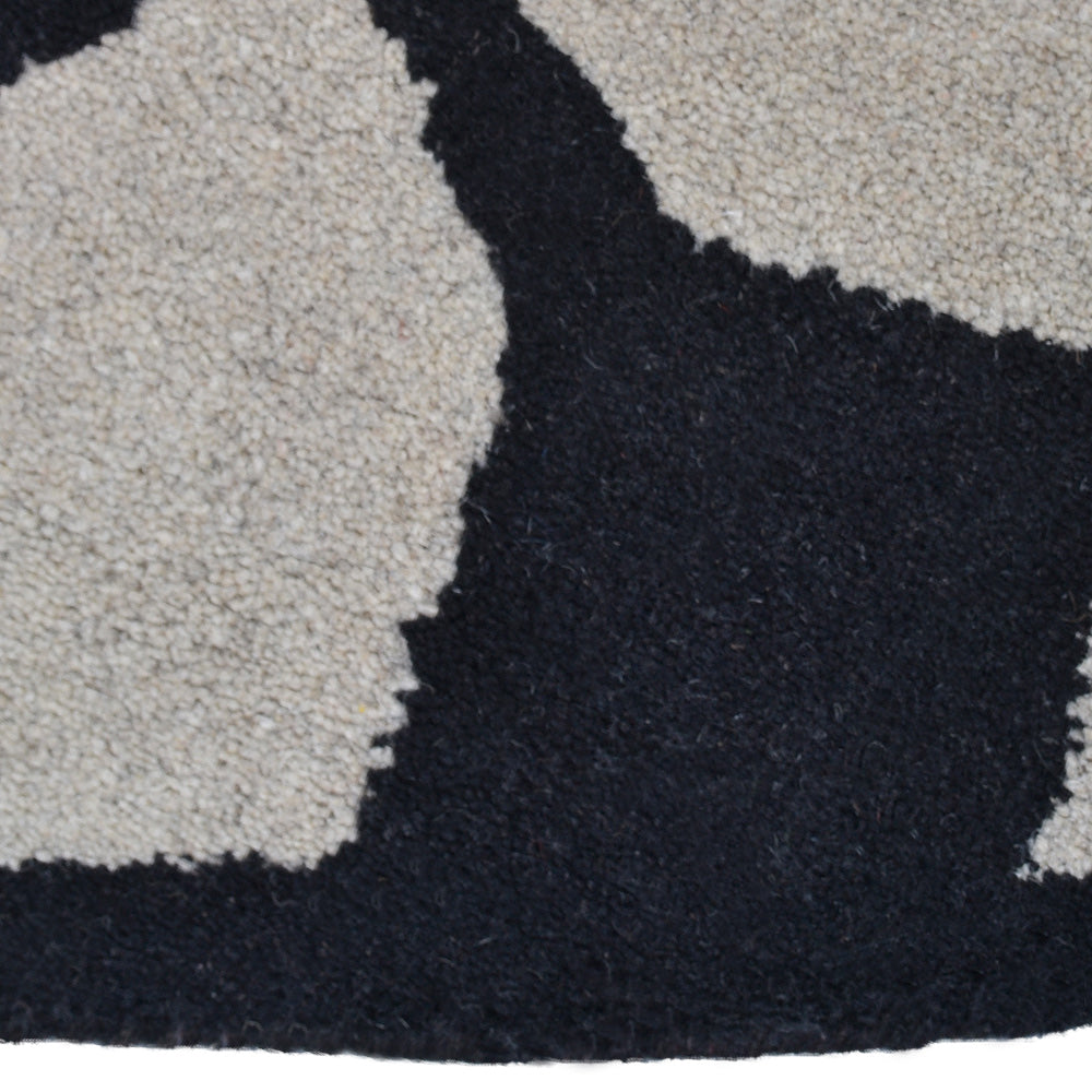 Hand Tufted Wool Area Rug Geometric Beige Black K00301