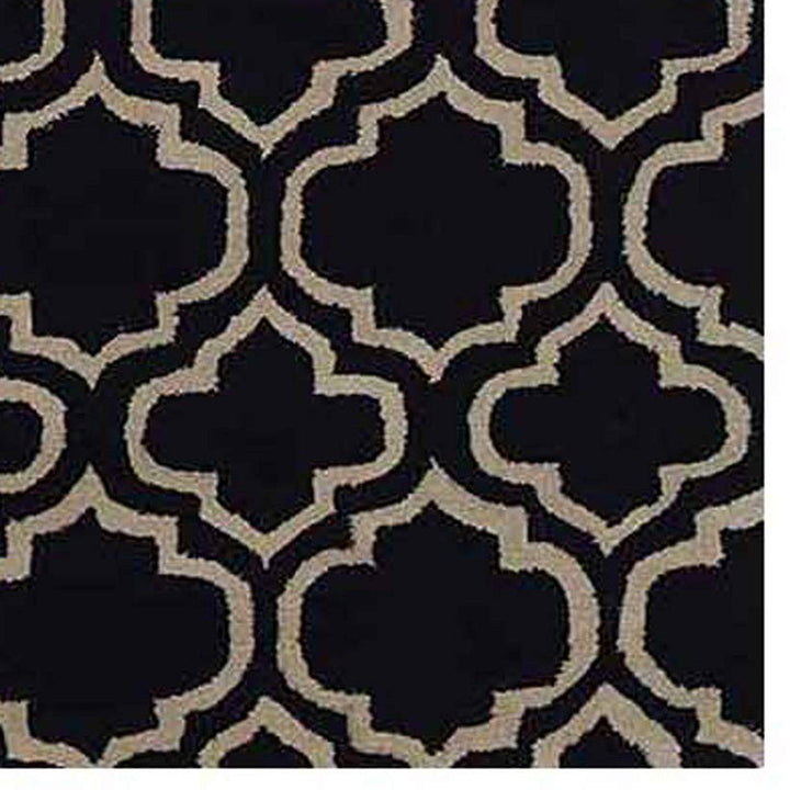 Hand Tufted Wool Area Rug Geometric Black White K00302