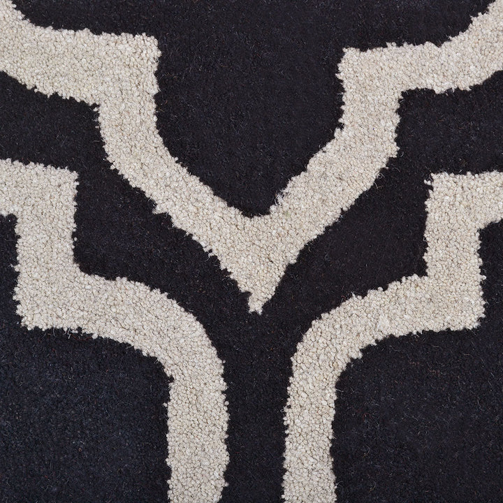 Hand Tufted Wool Area Rug Geometric Black White K00302
