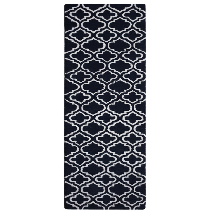 Hand Tufted Wool Area Rug Geometric Black White K00302